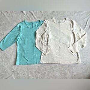 Lot of 2 Denim & Co Essentials Medium Perfect Jersey Knit Cotton Tops